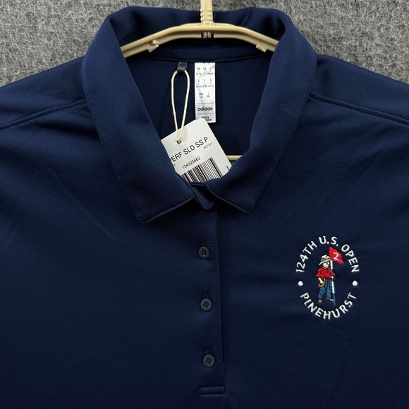 Adidas Polo Shirt Womens Large Blue 124th US Open Pinehurst Golf Top Performance - Picture 3 of 8